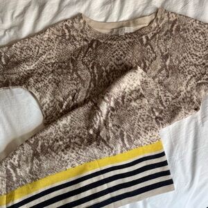 LOFT Beige and Brown Patterned Sweater